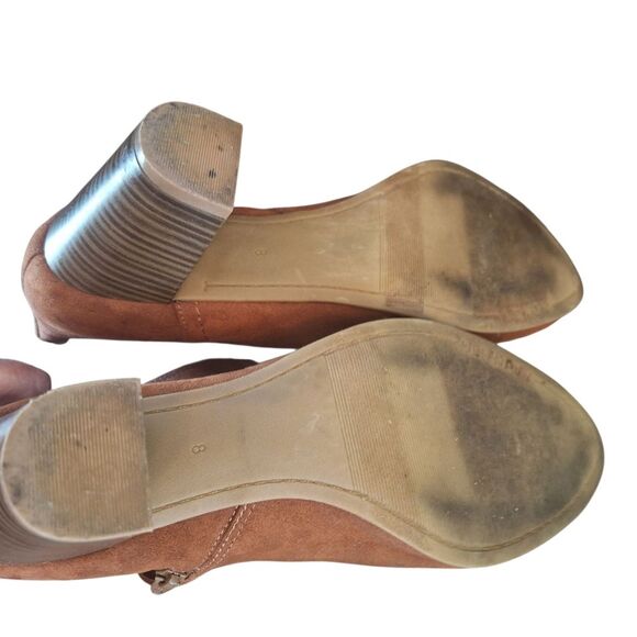 Old Navy Vegan Suede Block Heel Booties size 8 Zip Ankle Boots Brown - Picture 12 of 16